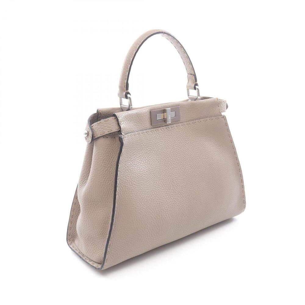 Fendi Beige Handbag Regular Peekaboo Leather Tan